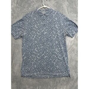 Linksoul Golf Shirt Men's Sz L Short Sleeve Floral Polo Blue Gray